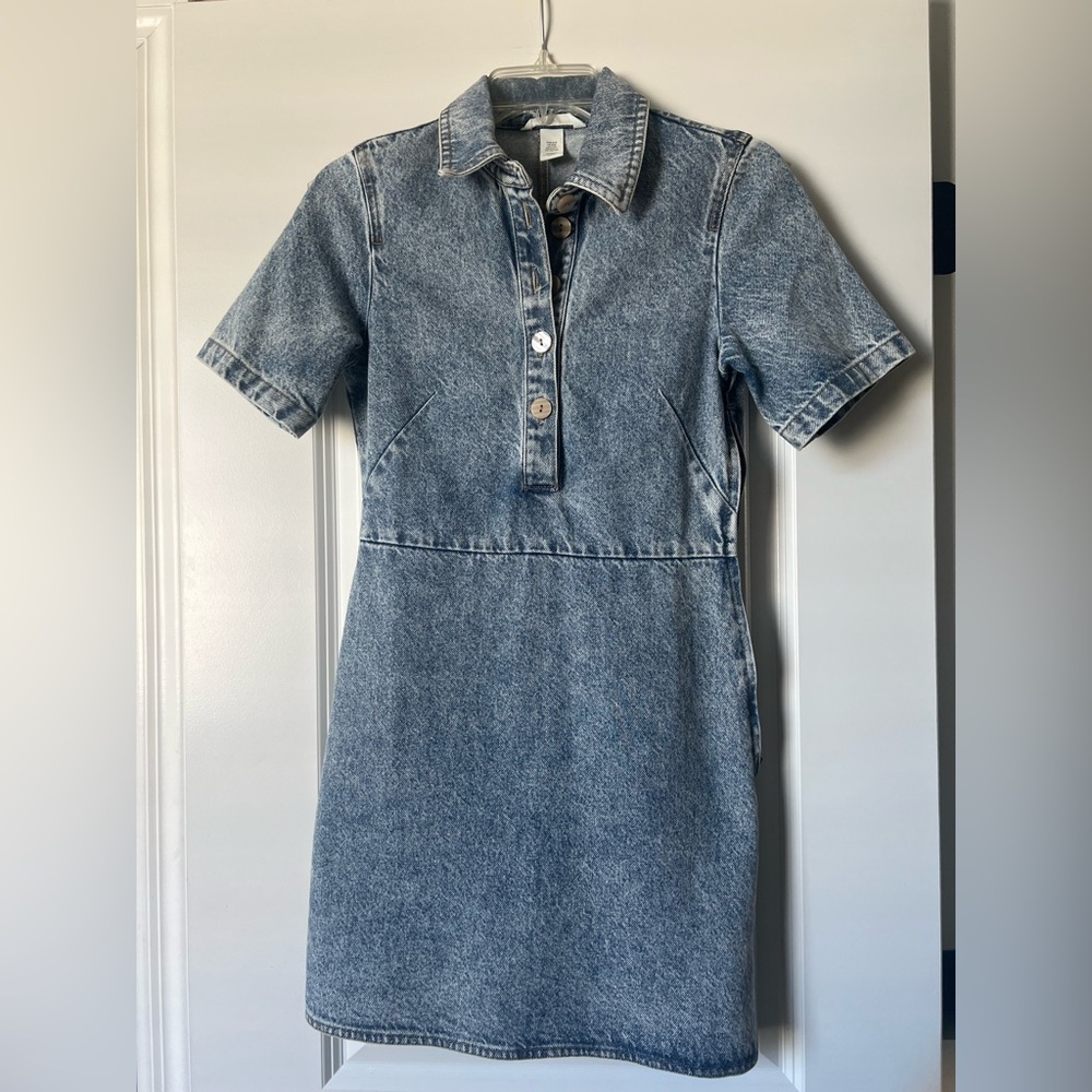 H&M Light Blue Denim Shirt Dress